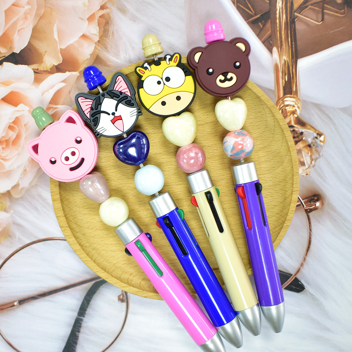 Wholesale  Random 100pcs/pack  Cartoon animal beaded PVC soft rubber beads